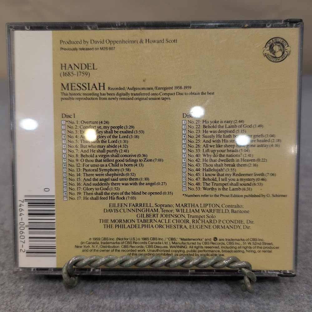 Handel Messiah Philadelphia Orchestra Mormon Tabernacle Choir 2-CD M2K 607 - Picture 2 of 2